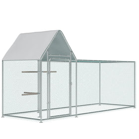 wonline large metal chicken coop run with spire roof for outdoor shelter and protection