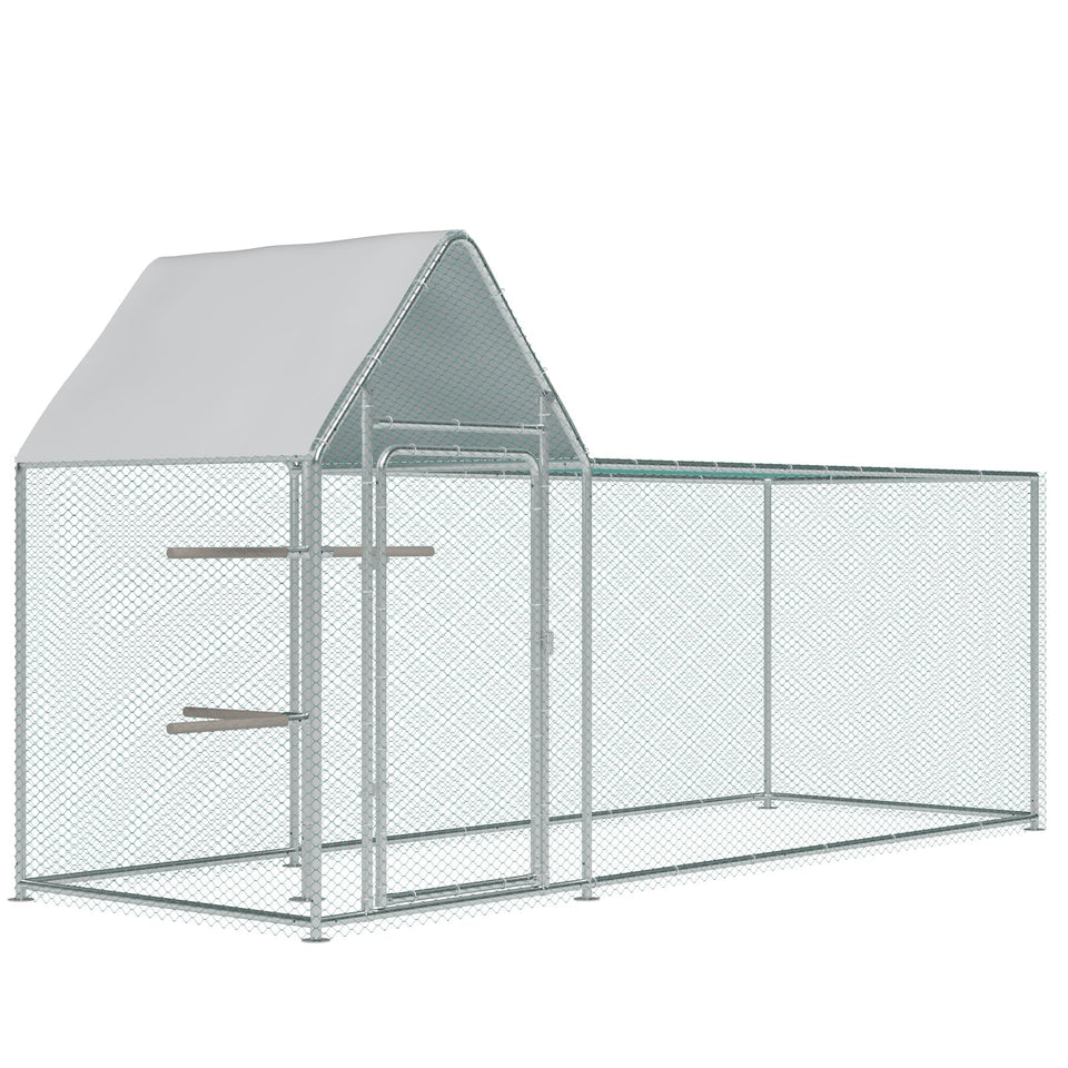 wonline large metal chicken coop run with spire roof for outdoor shelter and protection