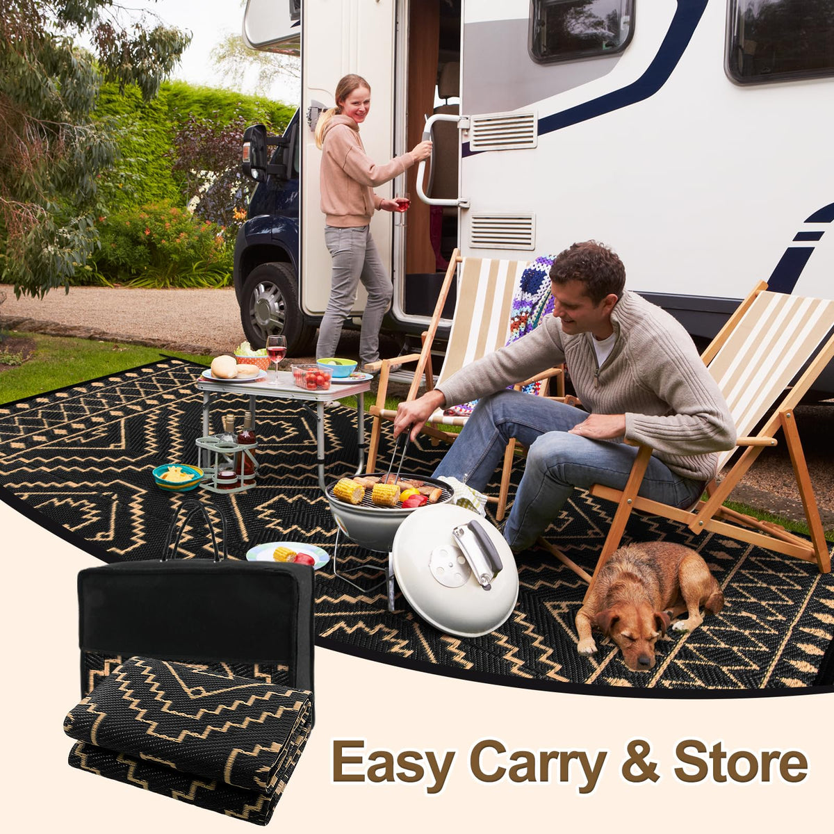 Wonnitar waterproof rug cleans with water and wipes away dirt.