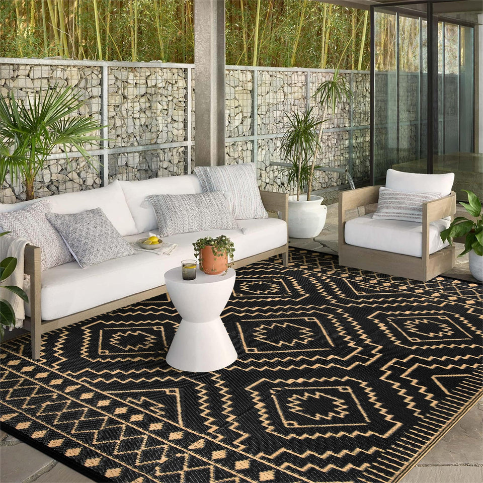 Wonnitar 8x10 outdoor rug folded for portability, ideal for camping and travel.