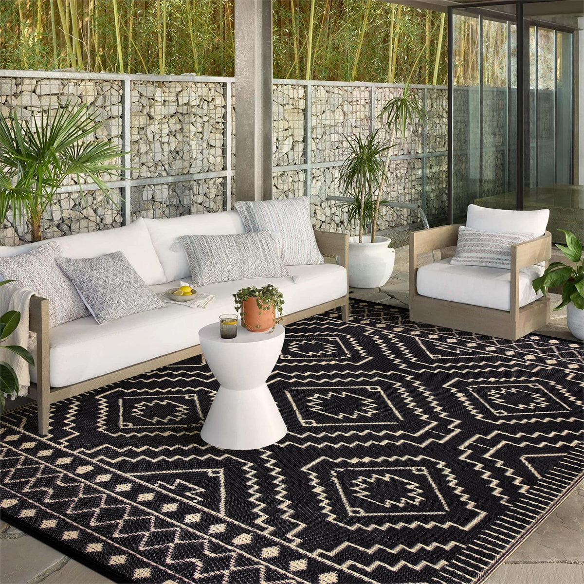Wonnitar 8x10 outdoor rug on patio offering clutter-free outdoor space