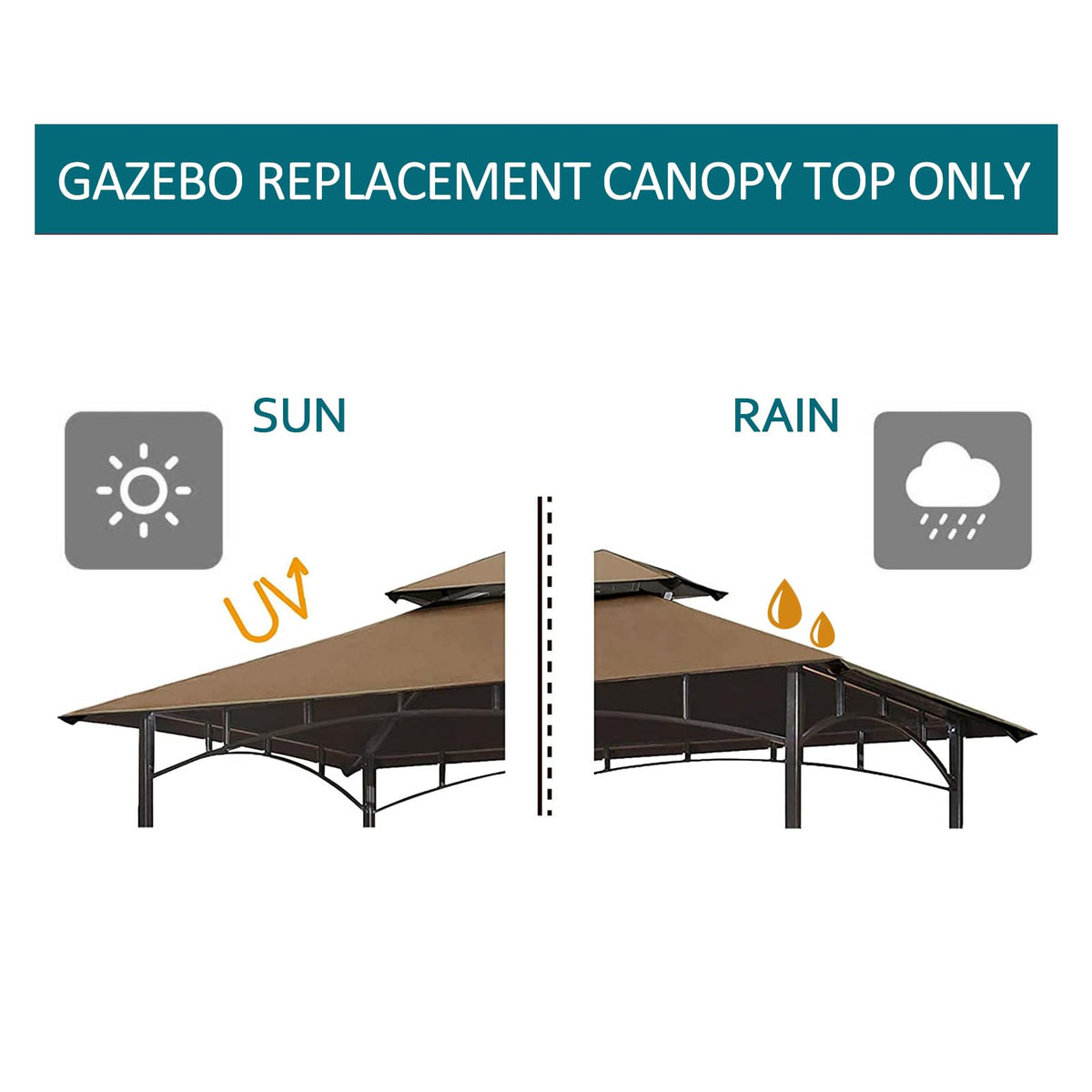 Wonwon replacement canopy designed for easy installation on gazebo.