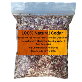 Wood Smith USA cedar chips half-quart bag for indoor plant moisture retention.