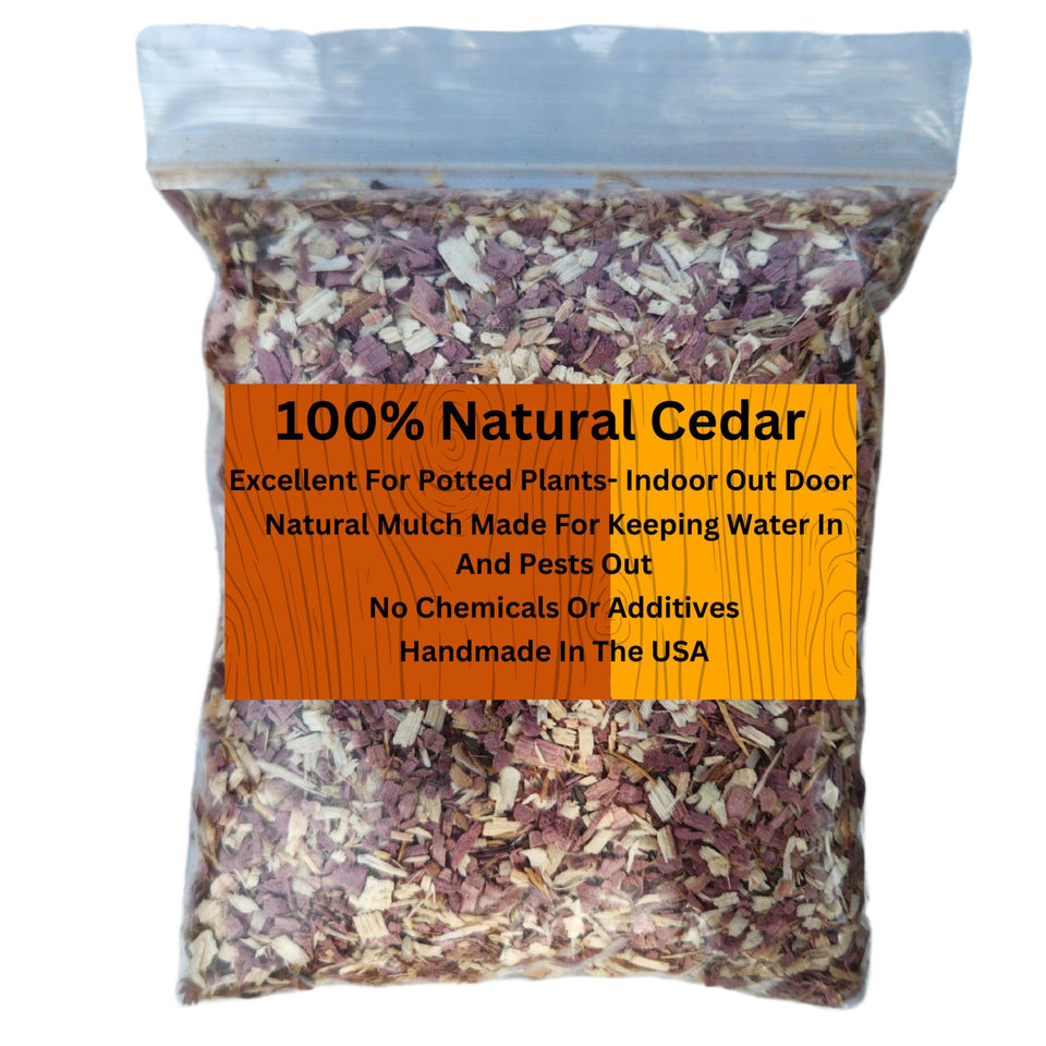 Wood Smith USA cedar chips half-quart bag for indoor plant moisture retention.