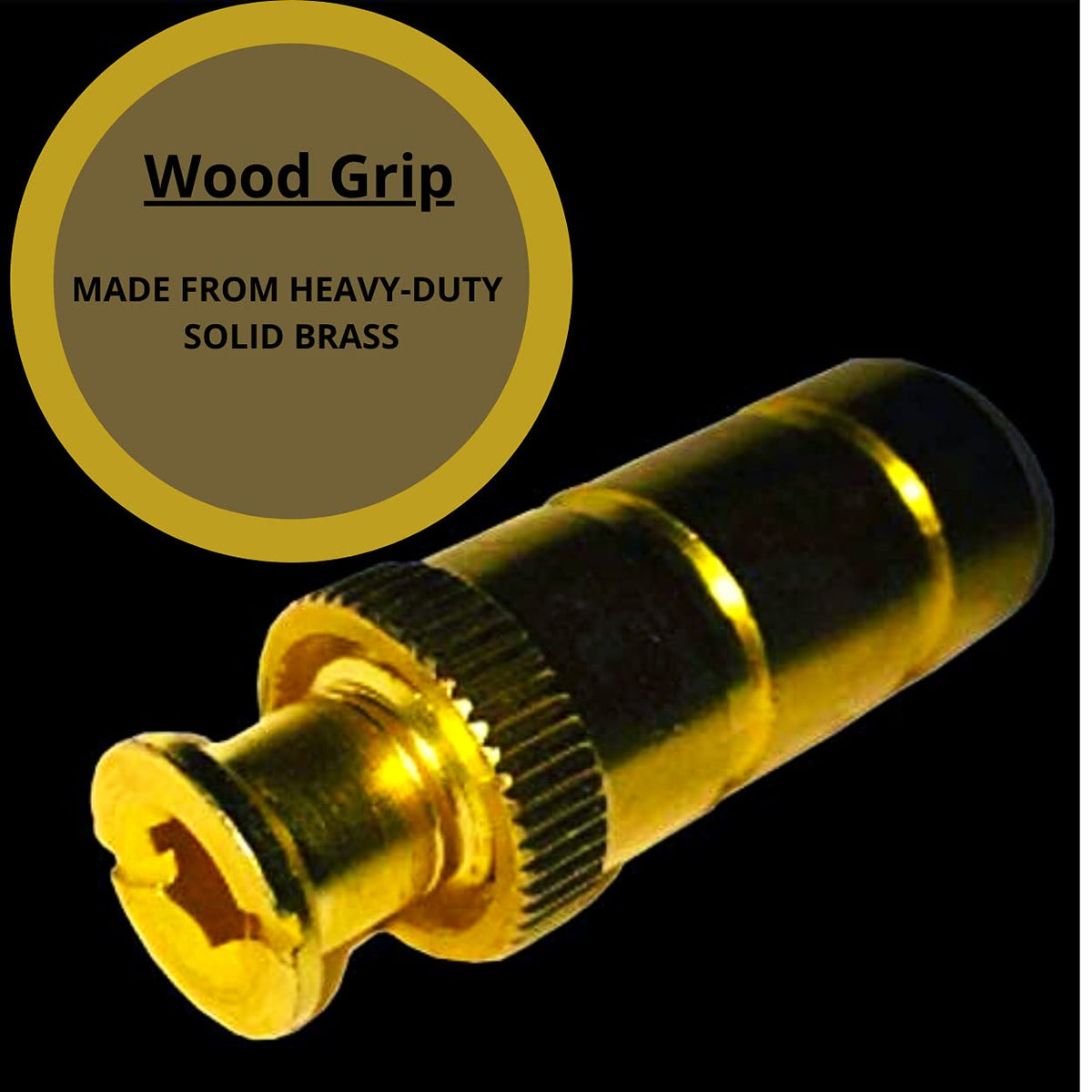 Wood Grip brass pool cover anchor on concrete surface demonstrates reliable safety cover attachment.