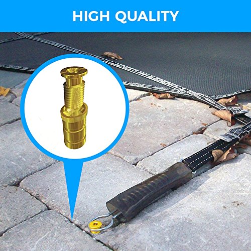 Rust-resistant brass anchors resist outdoor corrosion for durable pool safety.