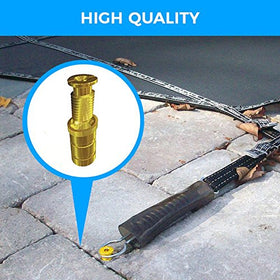 Rust-resistant brass anchors resist outdoor corrosion for durable pool safety.