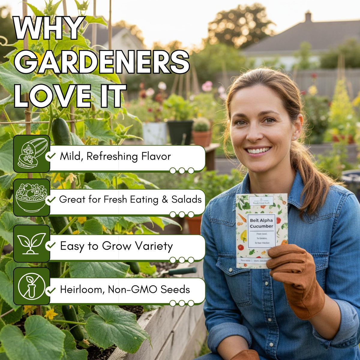 Beit Alpha Persian cucumber seeds designed for raised beds and plots