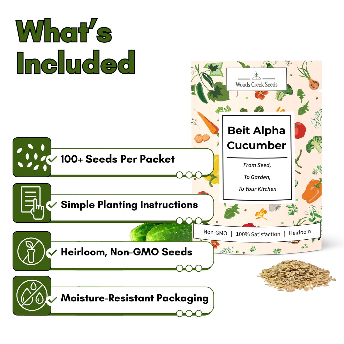 Beit Alpha cucumber seeds with thin skin ideal for fresh eating