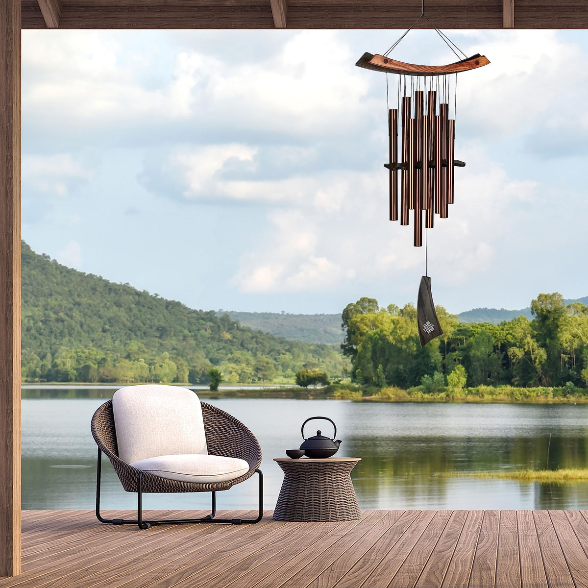 Woodstock Chimes Eastern Energy Healing bronze tubes enrich garden soundscape