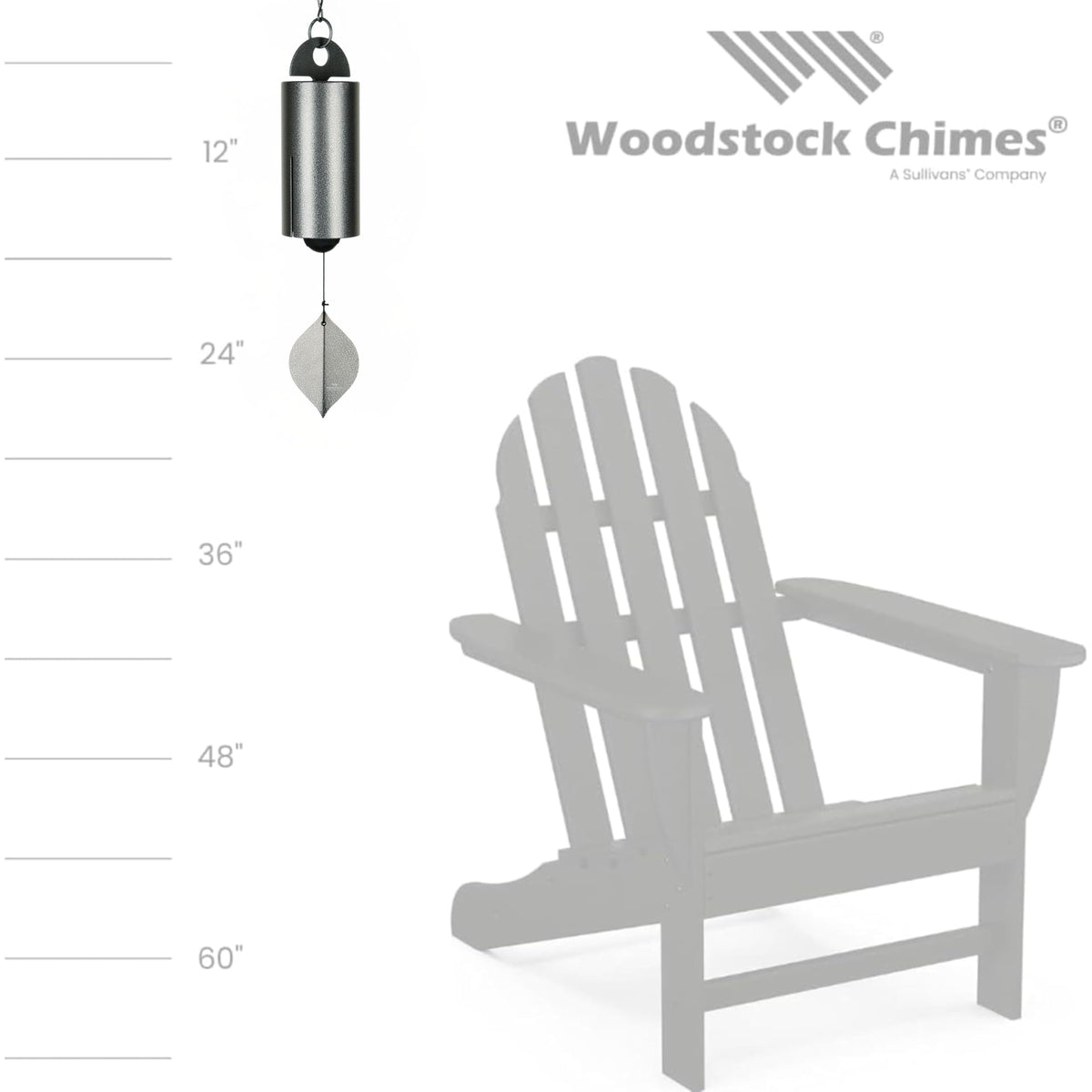 Woodstock Chimes Heroic Windbell 24-inch garden view in yard for tranquil ambience
