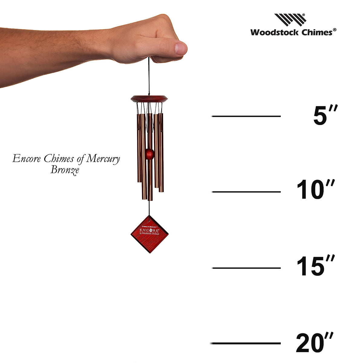 Woodstock Mercury Encore chime mounted on porch rail for porch ambience