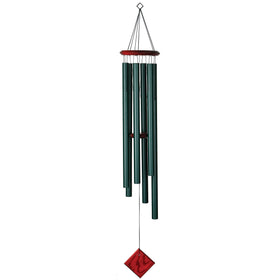 Woodstock Chimes Neptune 54-inch wind chime in garden delivering deep, soothing tones.