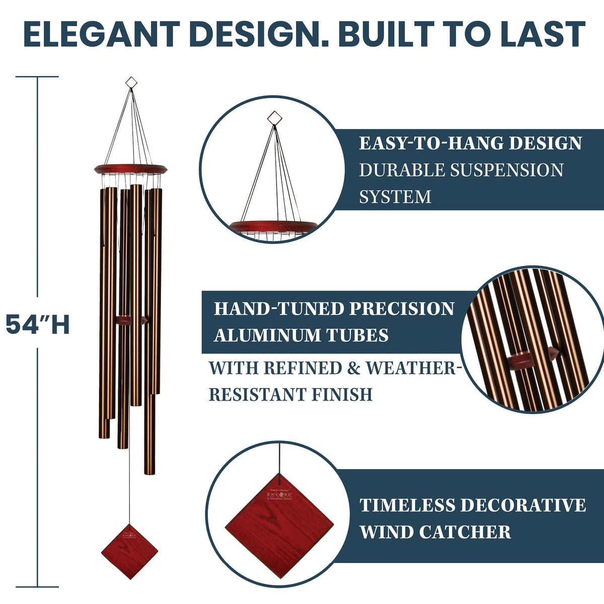 Woodstock Chimes Neptune wind chime includes braided nylon cord for outdoors