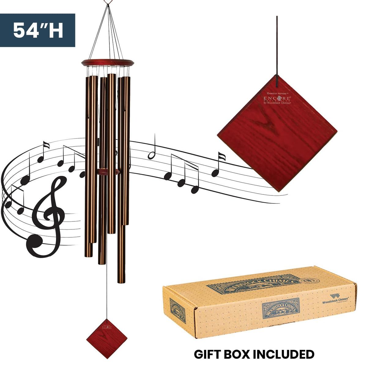 Woodstock Chimes Neptune wind chime shows a removable wind catcher for customization