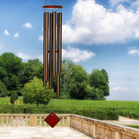 Woodstock Chimes Neptune wind chime wood top features bubinga finish for elegance and durability