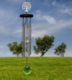 Woodstock Chimes outdoor garden display creating peaceful ambience