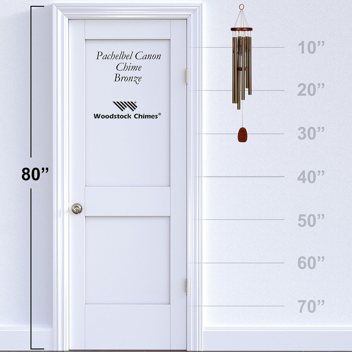 Woodstock Chimes Pachelbel Canon Bronze chime with removable wind catcher for customization.