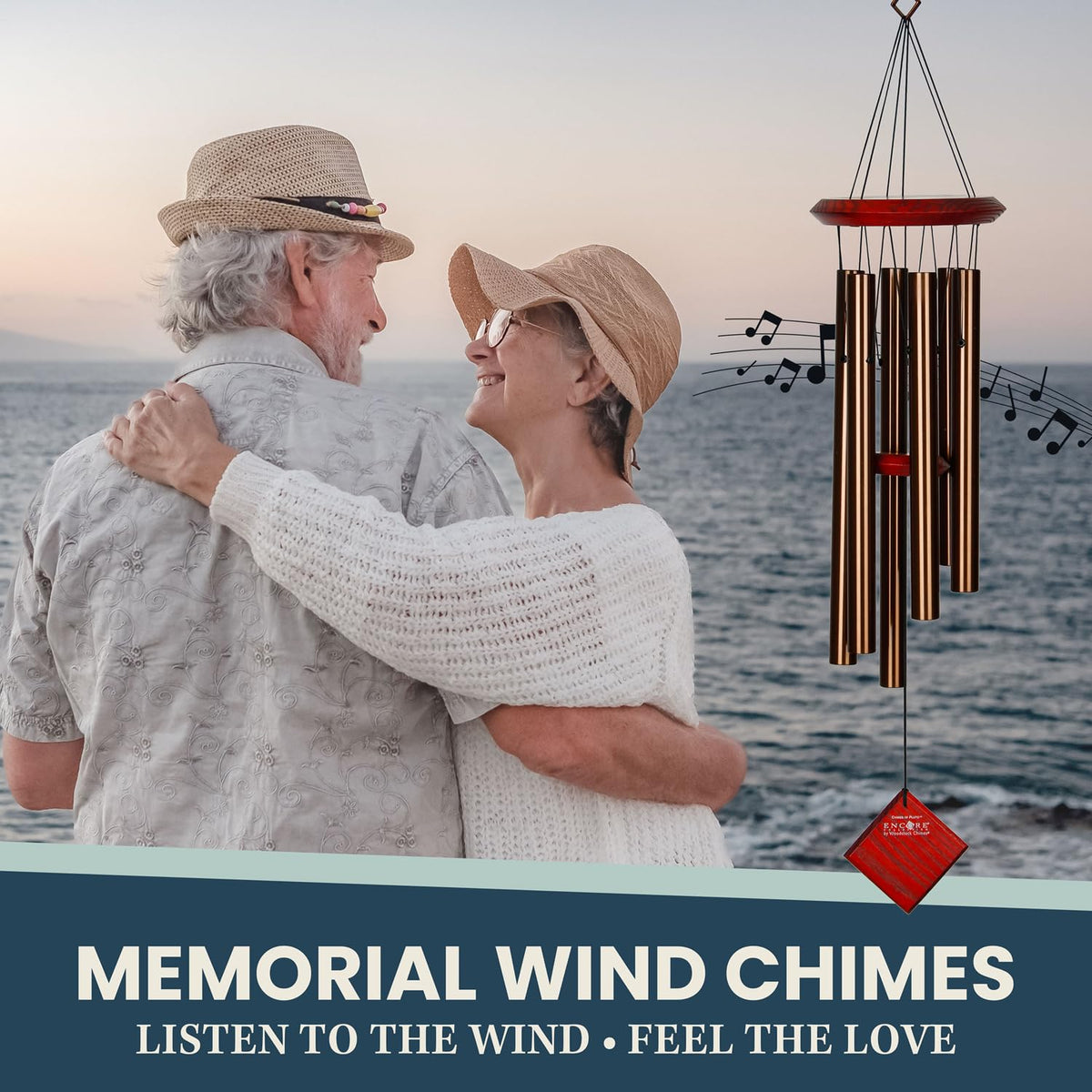 Pluto wind chime featuring six bronze tubes delivering balanced tones outdoors
