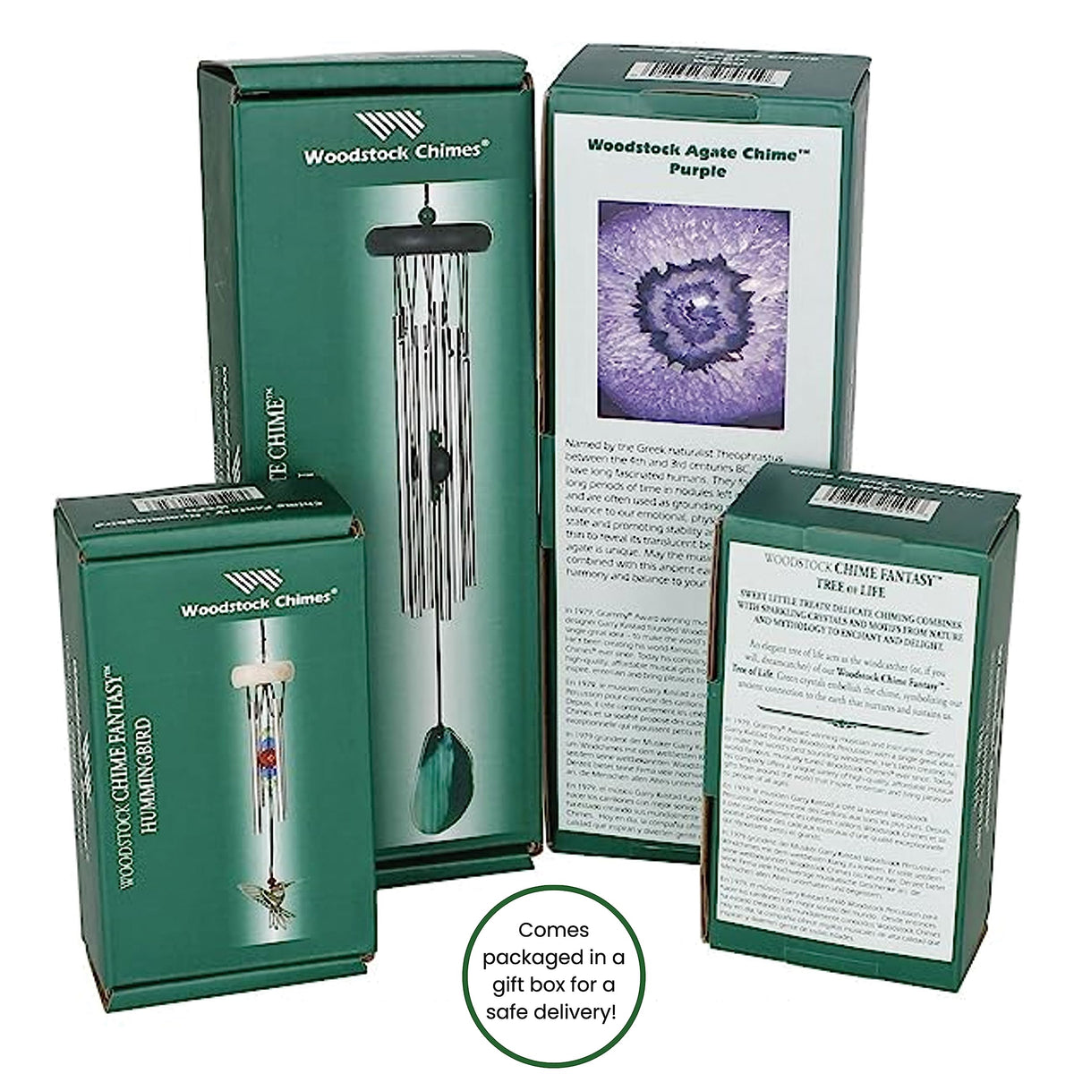 Woodstock Chimes six aluminum rods produce clear tones in breeze
