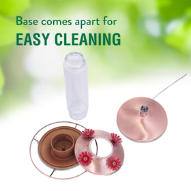 Woodstream Perky-Pet Elegant Copper Glass Hummingbird Feeder bee guards deter insects near nectar