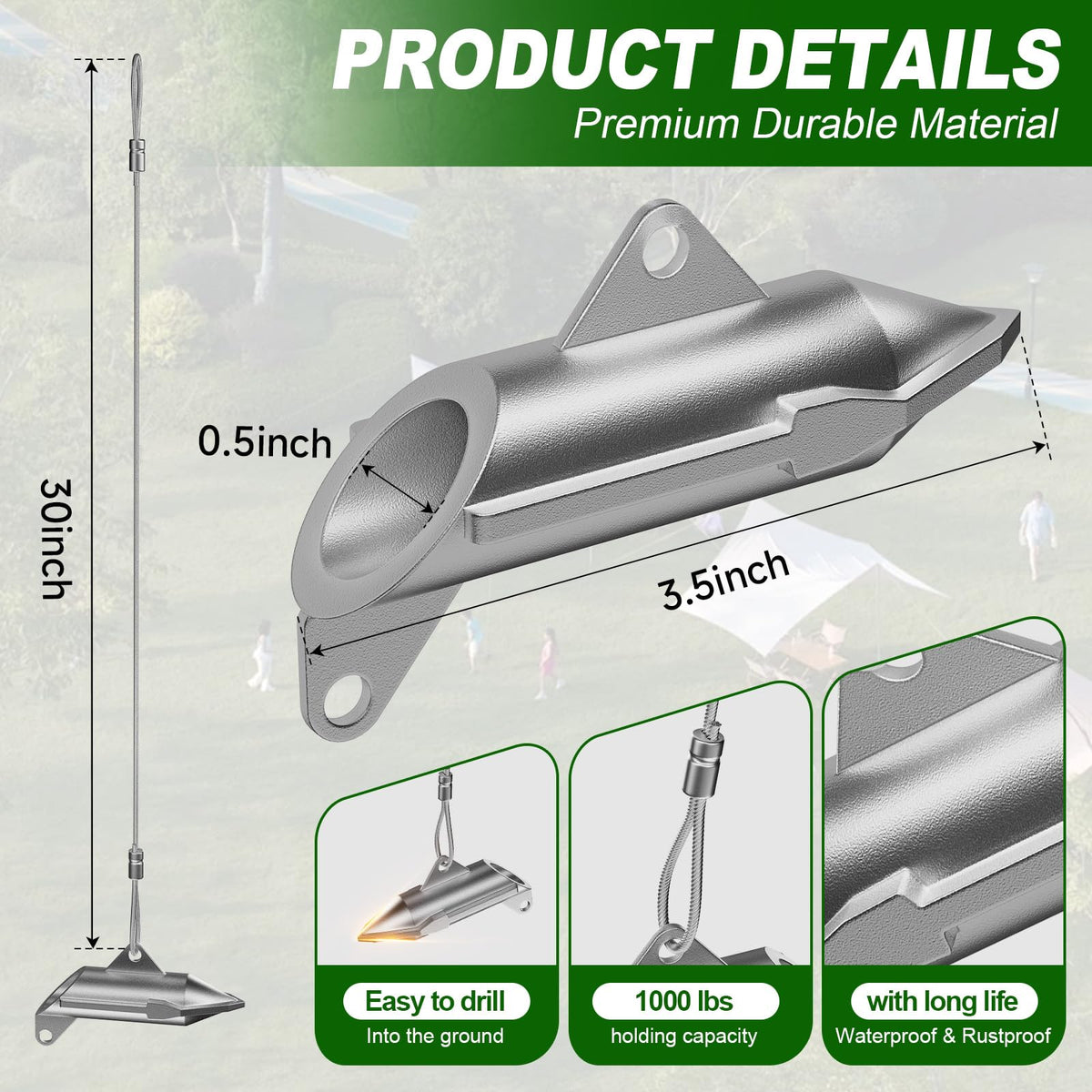 WooFog duckbill earth anchors provide reliable ground fixation for windy conditions