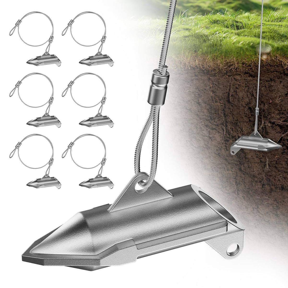 WooFog earth anchors 6-pack secure outdoor items with heavy-duty holding power