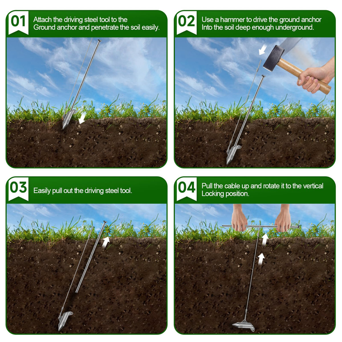WooFog shed ground anchors offer sturdy support on soft and compacted soil