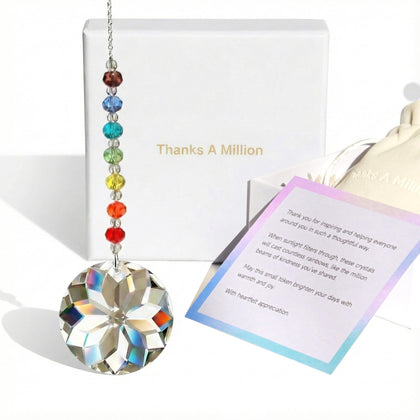 WOOWA Thanks A Million crystal rainbow suncatcher creates daily rainbow beams in sunlight.