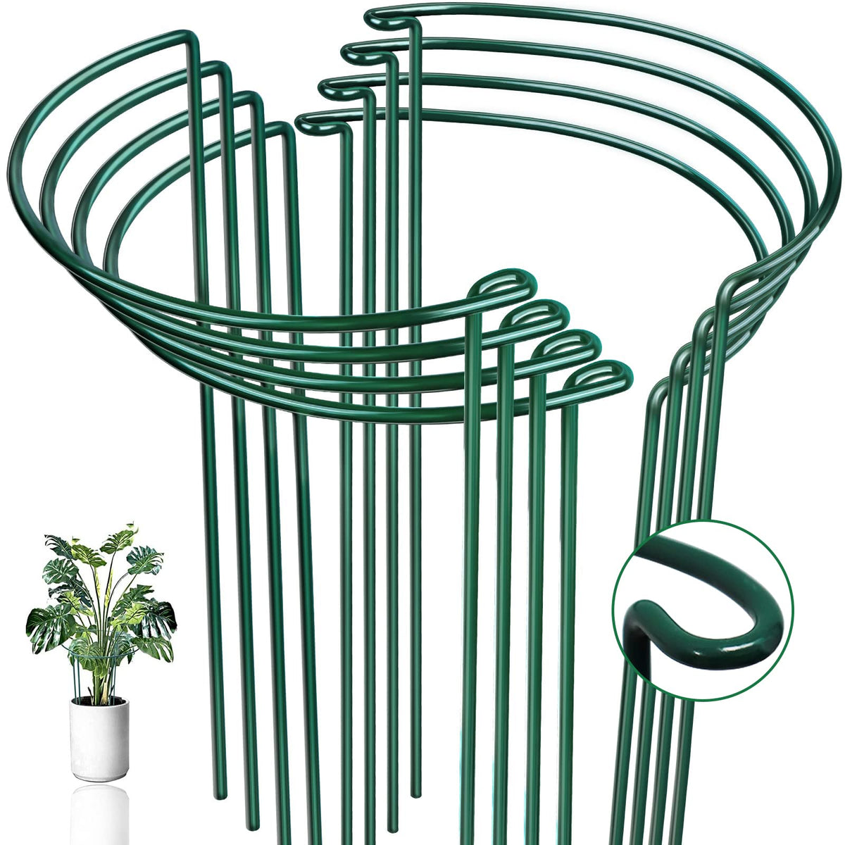 woowellgogogo half-round snake plant stake set—sturdy indoor and outdoor plant support