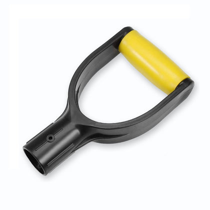 WORAMUK D Grip handle close-up shows durable PVC construction for snow work