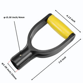 WORAMUK yellow spade handle mounted to shovel demonstrates quick replacement