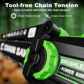 WORFCI safety lock engaged and chain guard visible during operation.