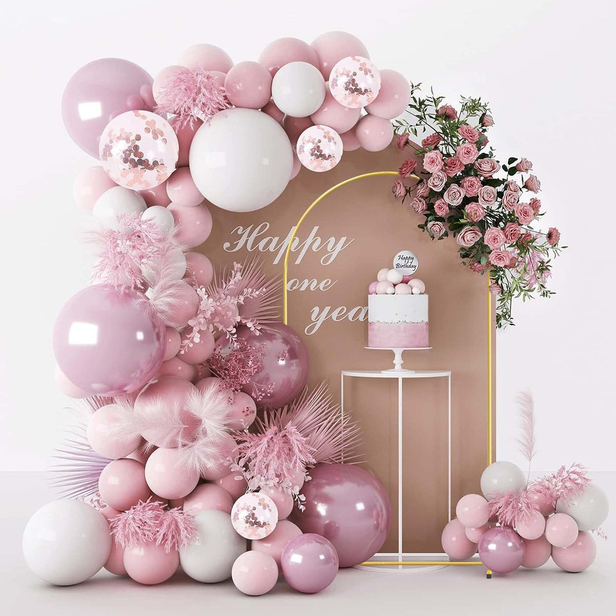 WORFEI wedding backdrop with decor options like flowers and lights.