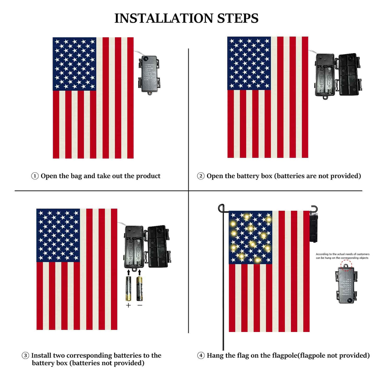 WORGATE lighted garden flag battery-powered reliability without solar dependency