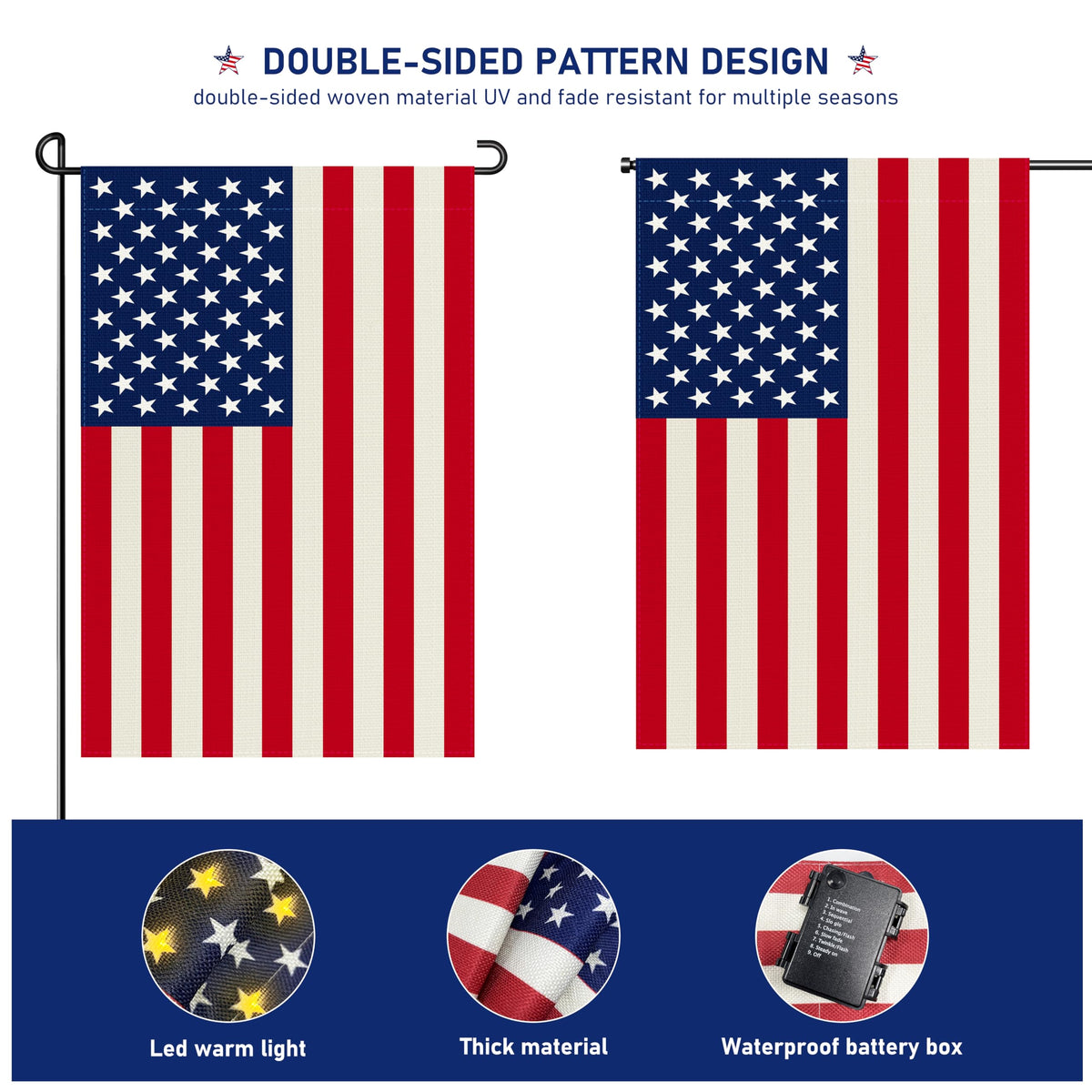 WORGATE lighted garden flag double-sided design visible from two directions