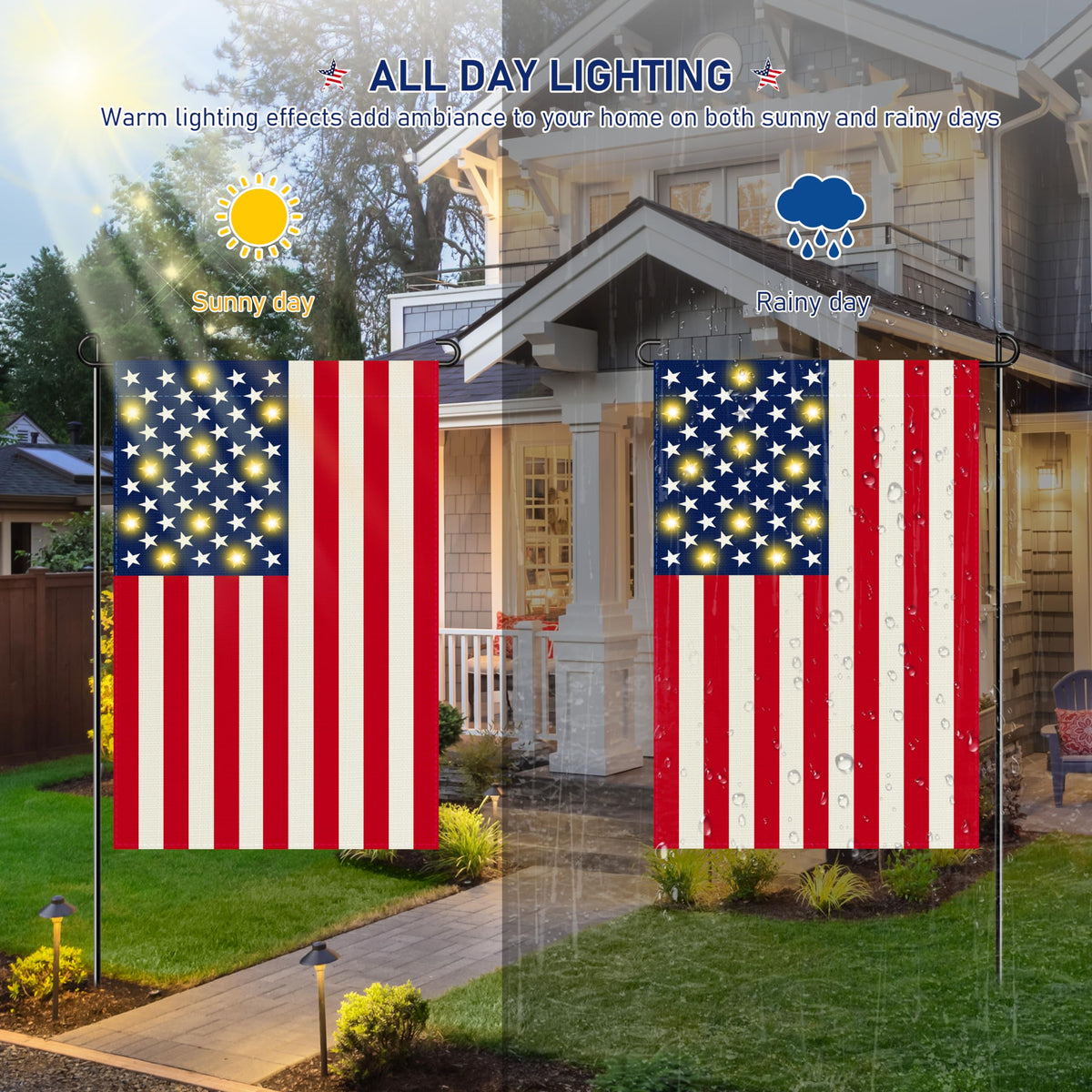 WORGATE lighted garden flag outdoor indoor use suitable for versatile placement