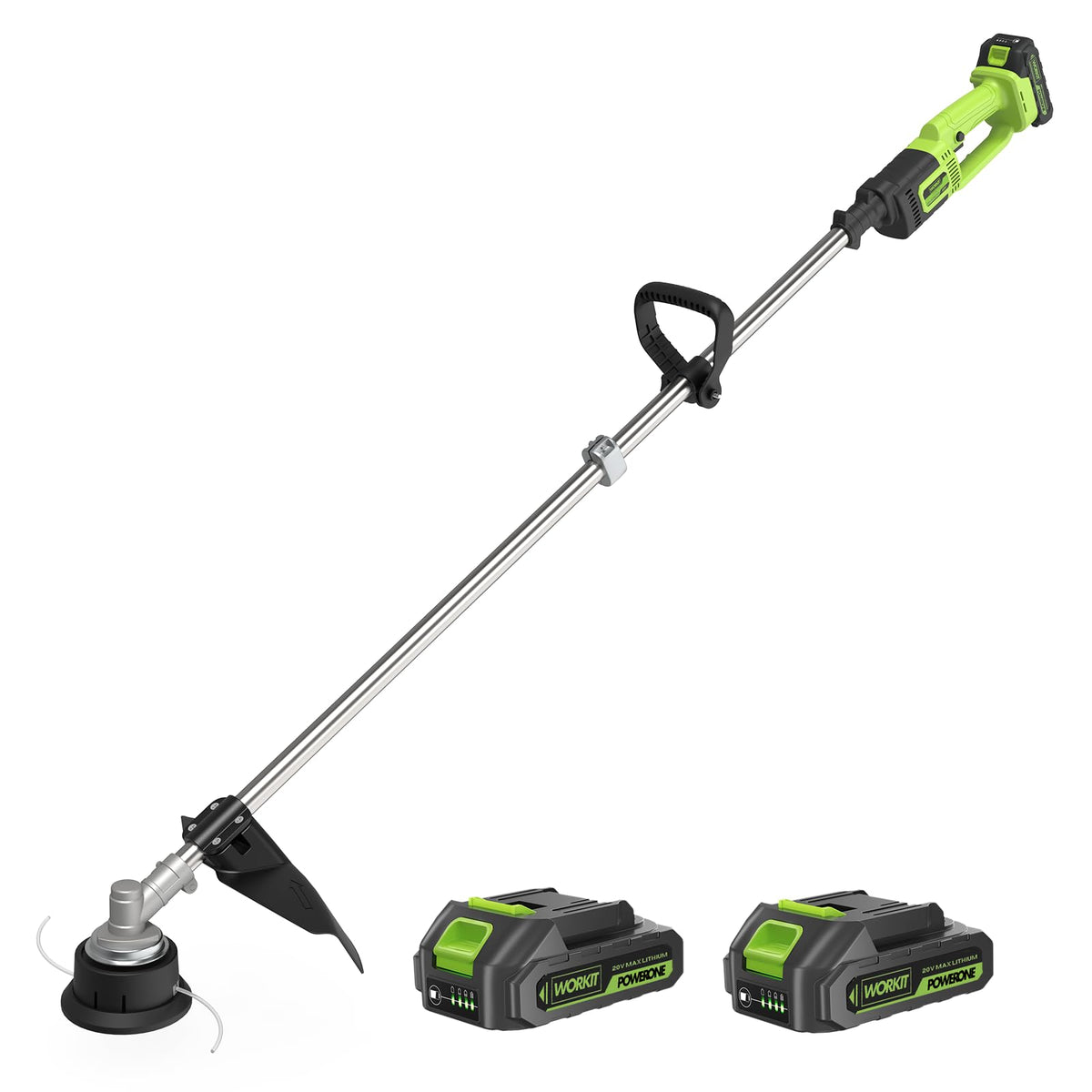 WORKIT 20V cordless string trimmer front view for easy handling in small yards