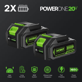 WORKIT dual 4000mAh batteries provide extended cordless runtime