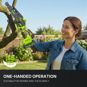 Lightweight 3.5 lb design enables comfortable one-handed use