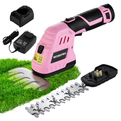 WORKPRO 12V cordless grass shear in action for neat edging.