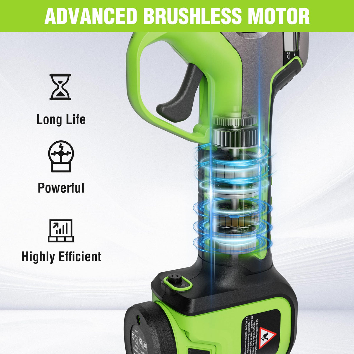 WORKPRO pruning shears with brushless motor delivering quiet, efficient performance