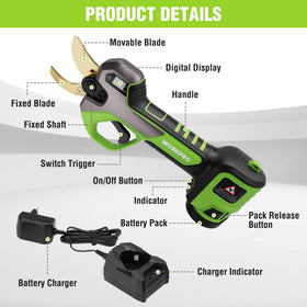 WORKPRO 12V pruning shears cutting 25mm branches for clean cuts