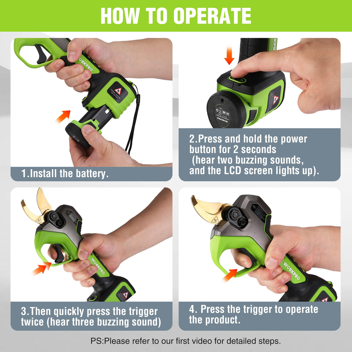 WORKPRO pruning shears ergonomic handle for comfortable long pruning