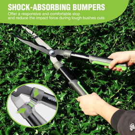 WORKPRO 14 degree ergonomic angle minimizes strain for comfortable trimming