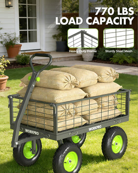 WORKPRO 2-in-1 convertible wagon with removable sides for oversized loads.