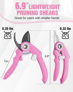 WORKPRO 6.9-inch pruning shears ergonomic design in use for comfortable gardening