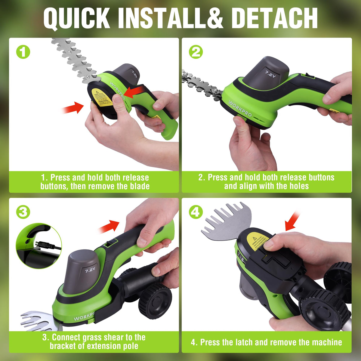 WORKPRO 7.2V compact garden tool for versatile trimming tasks