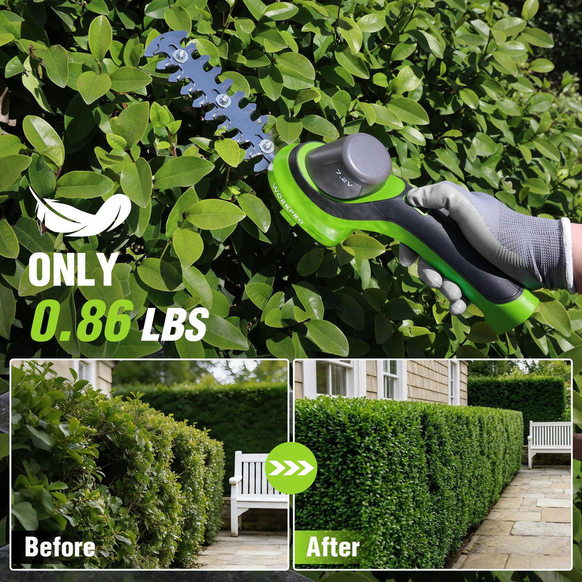 WORKPRO 7.2V hedge trimmer blade, 5.9-inch, clean hedge shaping