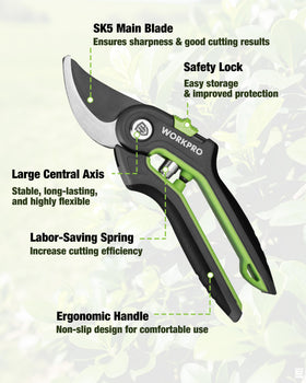 WORKPRO anvil lopper 24in handles thick branches with easy leverage.